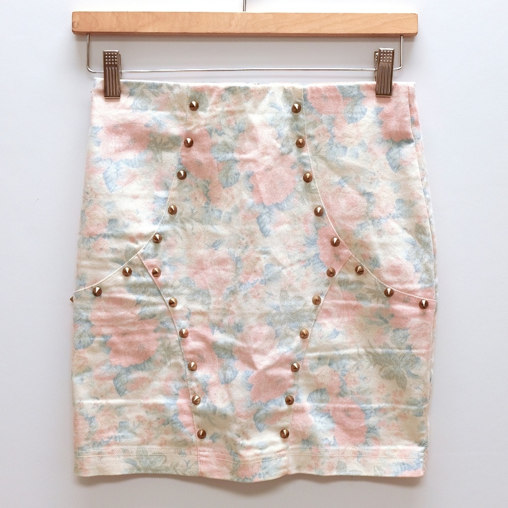 Mustard Seed Mini Skirt with Stud Details Sz S